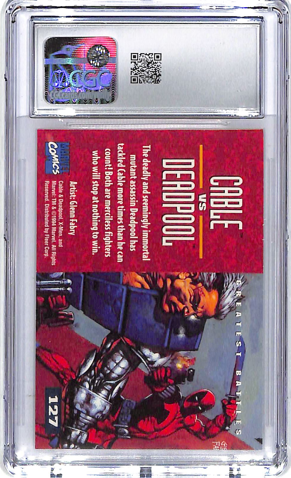 1994 Cable Vs Deadpool Fleer Ultra X-Men '95 #127 CGC Gem Mint 10