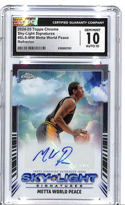 2024-25 Topps Chrome Metta World Peace Sky Light Signatures Refractor Auto Autograph CGC 10