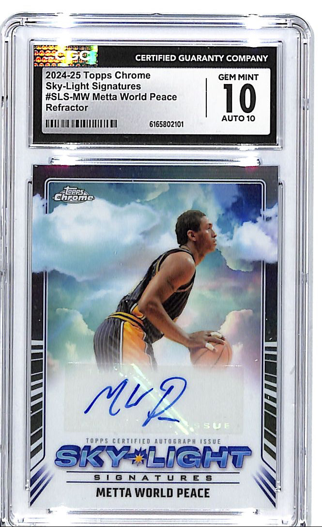 2024-25 Topps Chrome Metta World Peace Sky Light Signatures Refractor Auto Autograph CGC 10