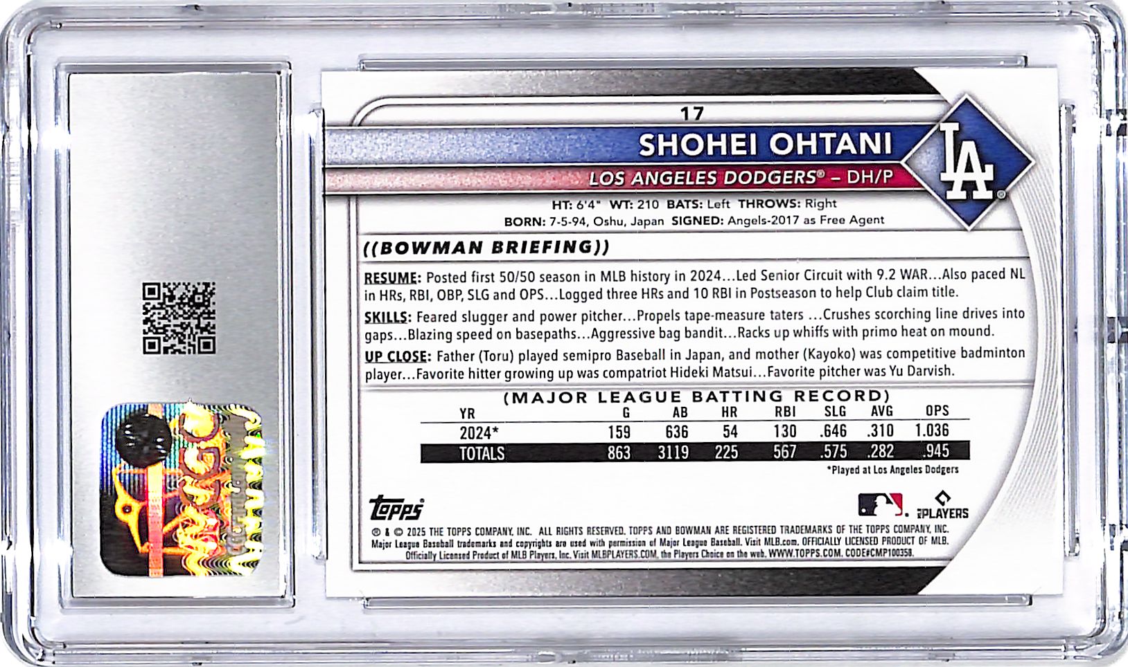 2025 Bowman Shohei Ohtani #17 CGC 10 Dodgers
