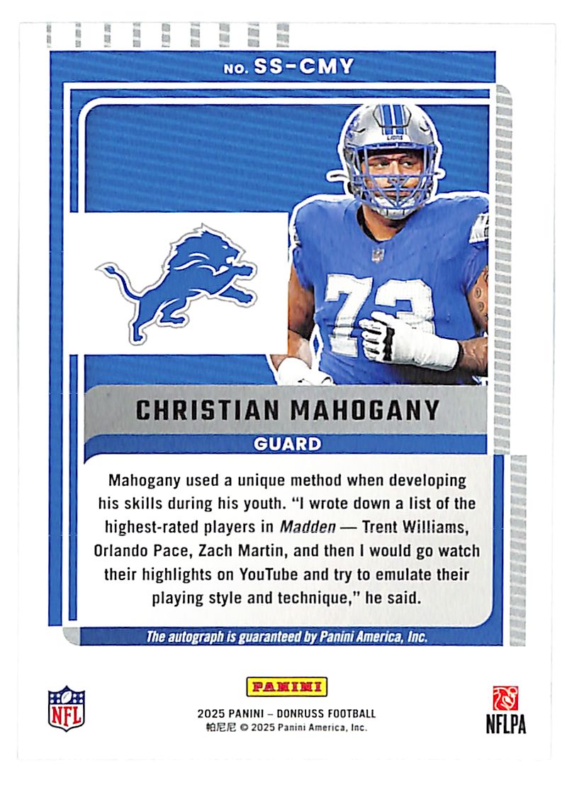 2025 Donruss Christian Mahogany Auto Autograph Signature Series Lions