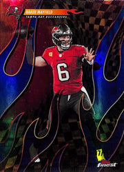 2025 Topps Finest Baker Mayfield Torchers Blue Refractor /99 Buccaneers