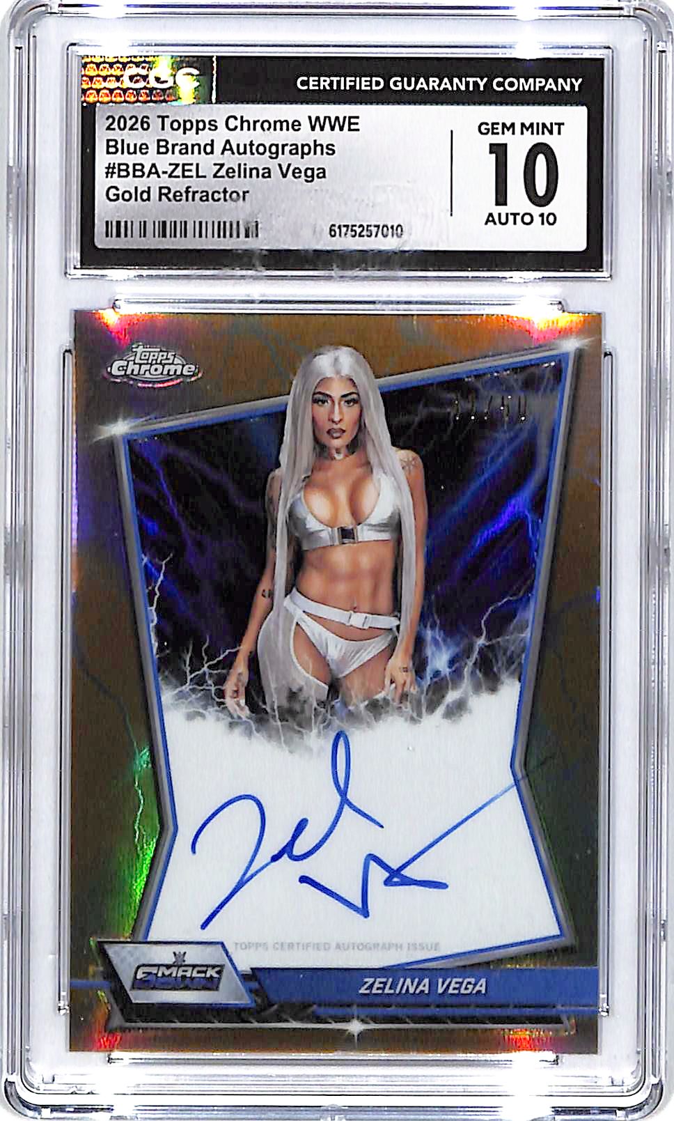 2026 Topps Chrome WWE Zelina Vega Auto Autograph Gold Refractor /50 CGC 10
