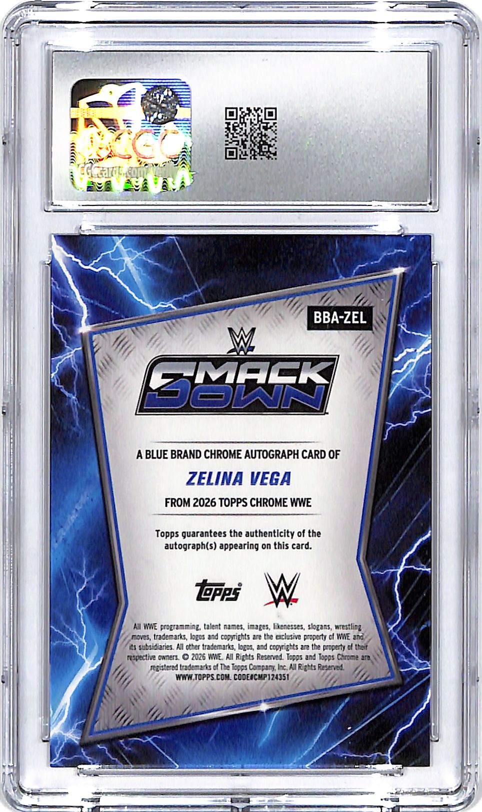 2026 Topps Chrome WWE Zelina Vega Auto Autograph Gold Refractor /50 CGC 10