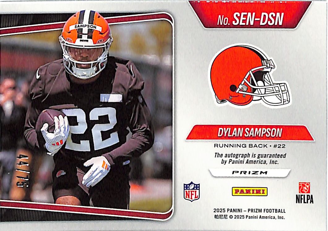 2025 Prizm Dylan Sampson Auto Autograph Sensational Signatures Green Scope /75 Browns