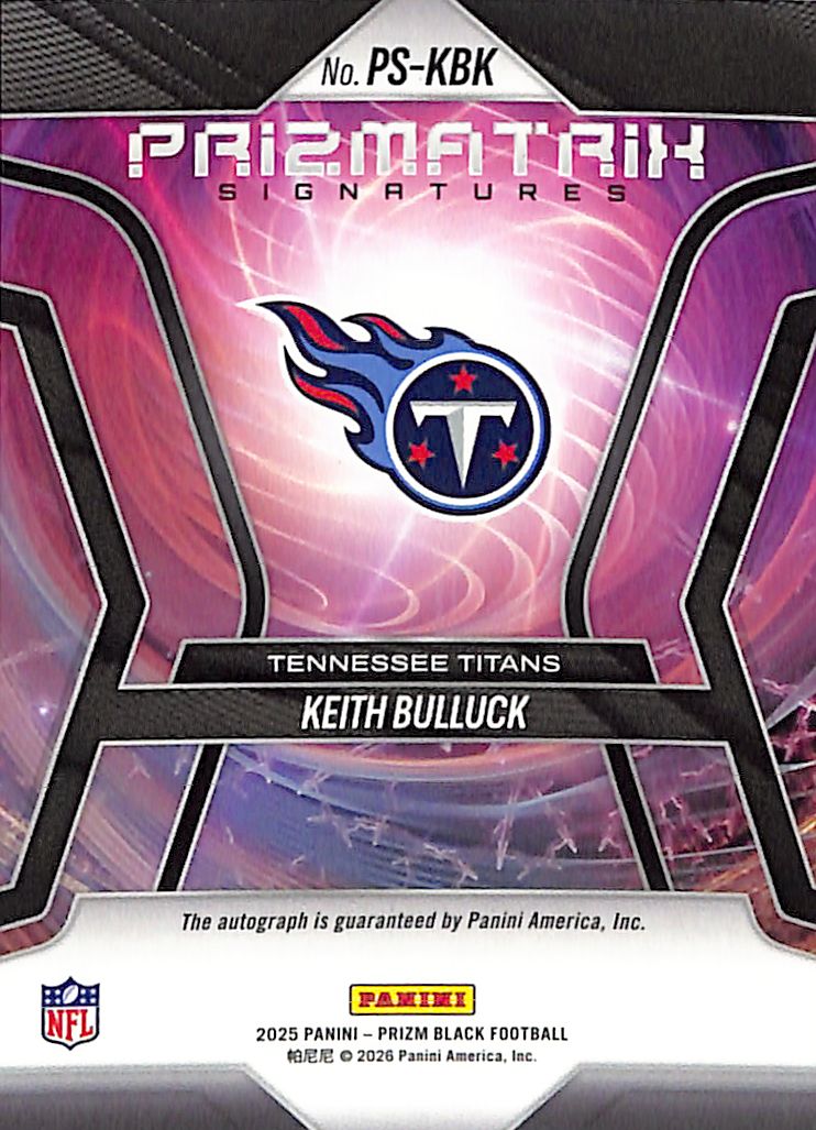 2025 Prizm Black Keith Bulluck Auto Autograph Prizmatrix Titans