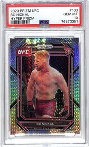 2023 Prizm UFC Bo Nickal Rookie RC Hyper Prizm PSA 10