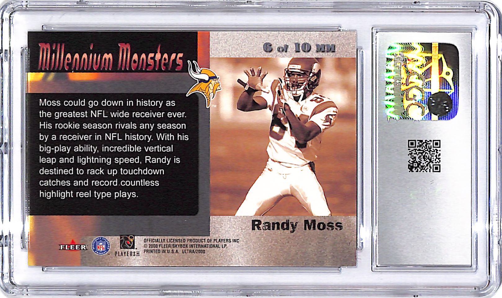 2000 Fleer Ultra Randy Moss Millennium Monsters CGC 10 Vikings