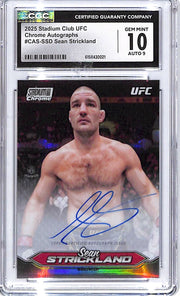2025 Topps Stadium Club UFC Sean Strickland Chrome Auto Autograph CGC 10