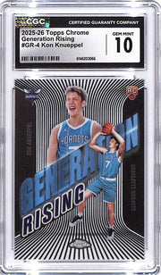 2025-26 Topps Chrome Kon Knuppel Generation Rising Rookie RC CGC 10 Hornets