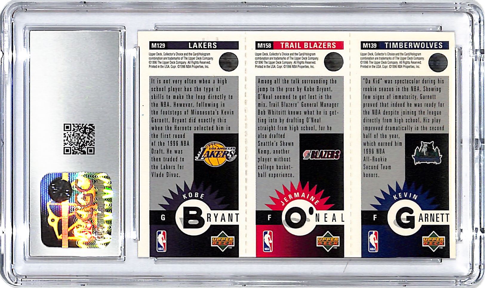 1996-97 Collectors Choice Kobe Bryant Kevin Garnett O'Neal Mini Cards Rookie RC CGC 7.5