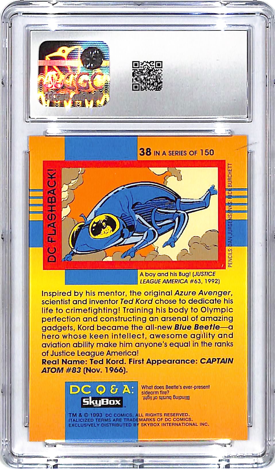 1993 Skybox DC Cosmic Teams Blue Beetle #38 CGC 9.5