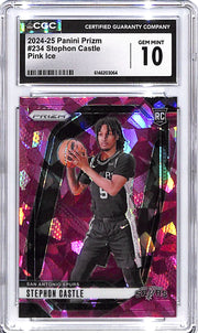2024-25 Prizm Stephon Castle Pink Cracked Ice Rookie RC CGC 10 Spurs
