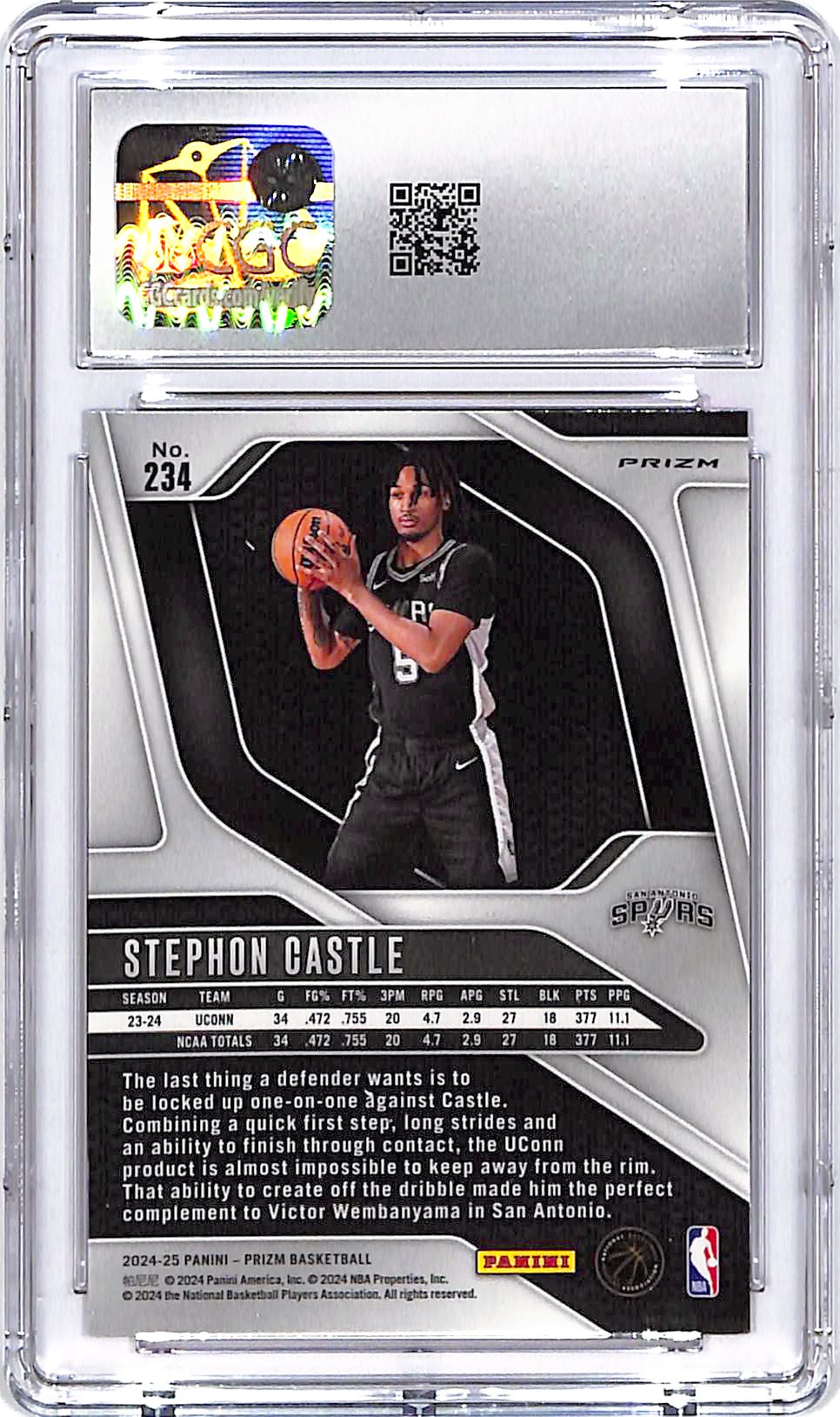 2024-25 Prizm Stephon Castle Pink Cracked Ice Rookie RC CGC 10 Spurs
