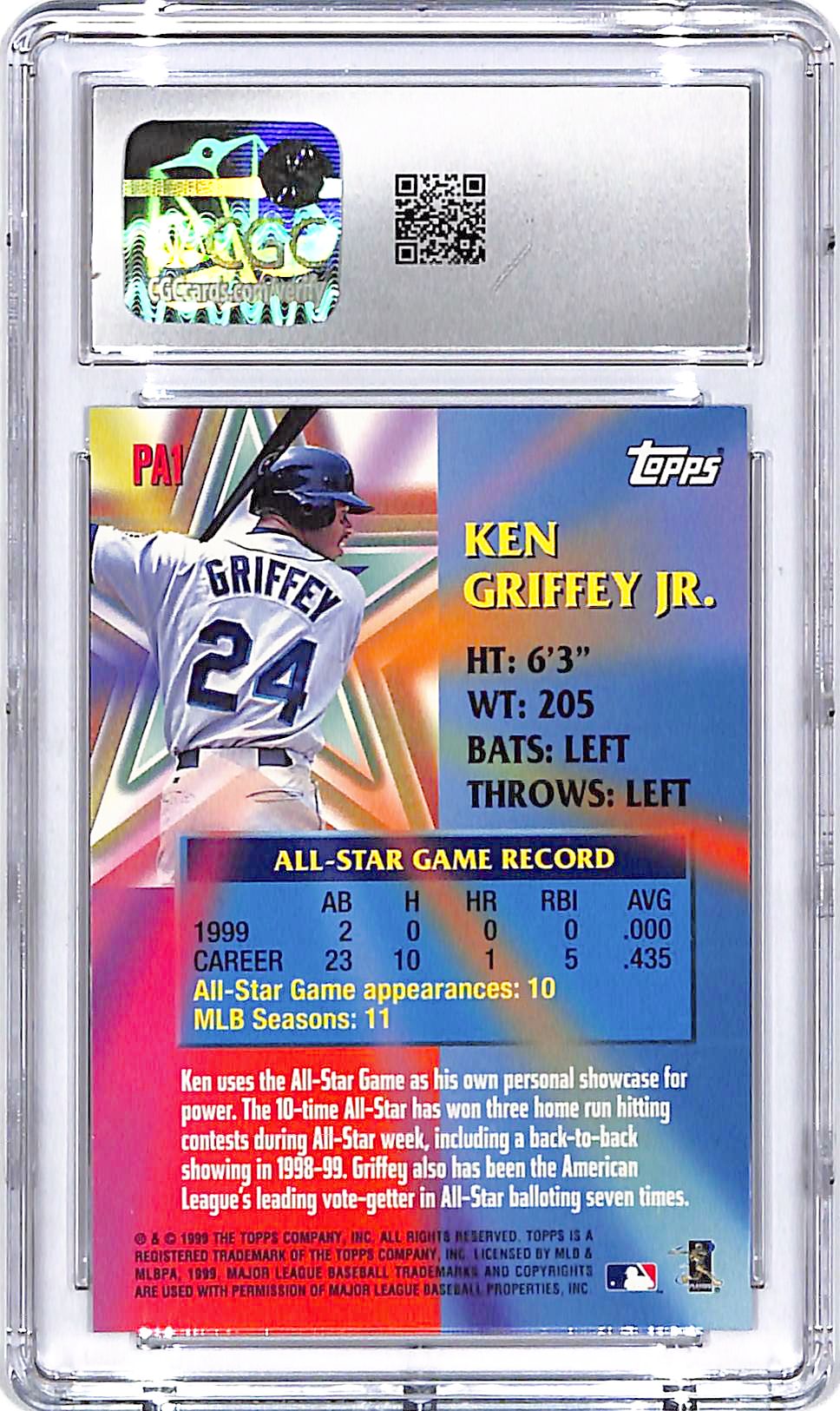 2000 Topps Ken Griffey Jr Perennial All Stars CGC 9.5 Mariners