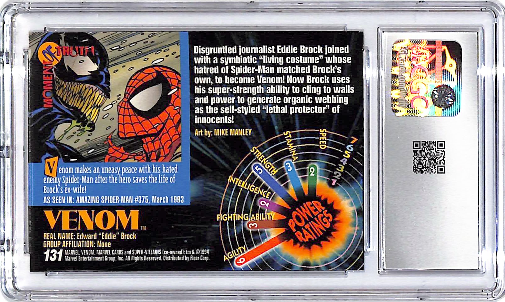 1994 Fleer Marvel Masterpieces Venom #131 CGC 10