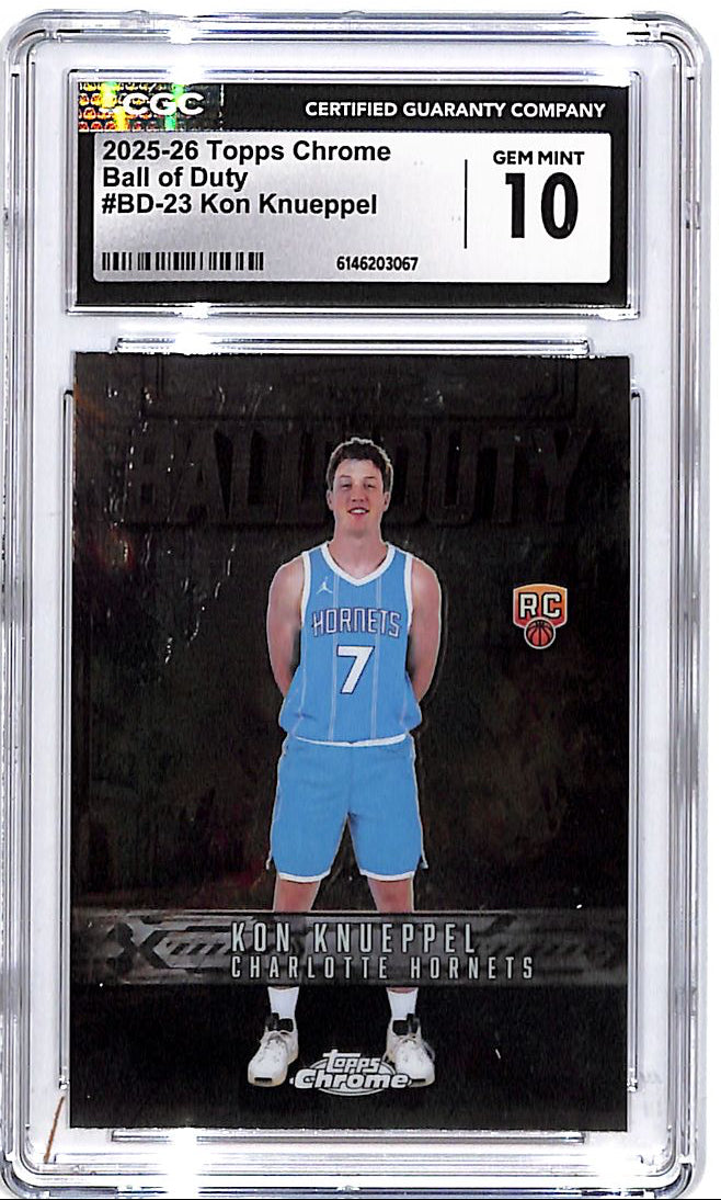 2025-26 Topps Chrome Kon Knueppel Ball of Duty Rookie RC CGC 10 Hornets