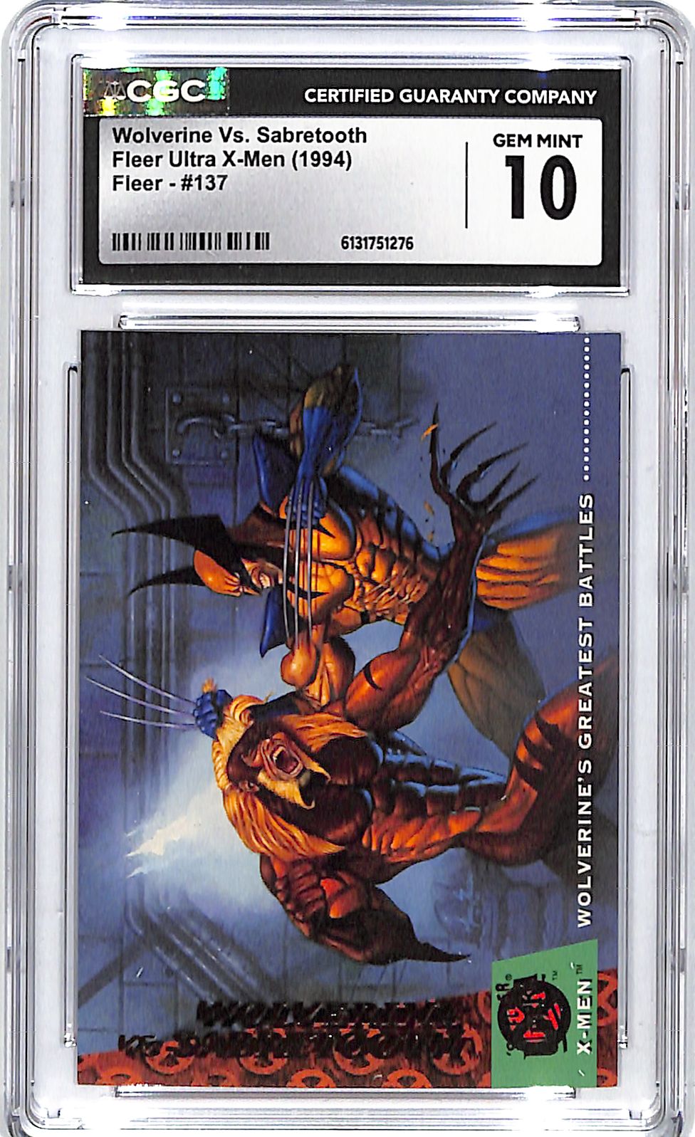 1994 Flee Ultra X-Men Wolverine vs Sabretooth #137 CGC 10