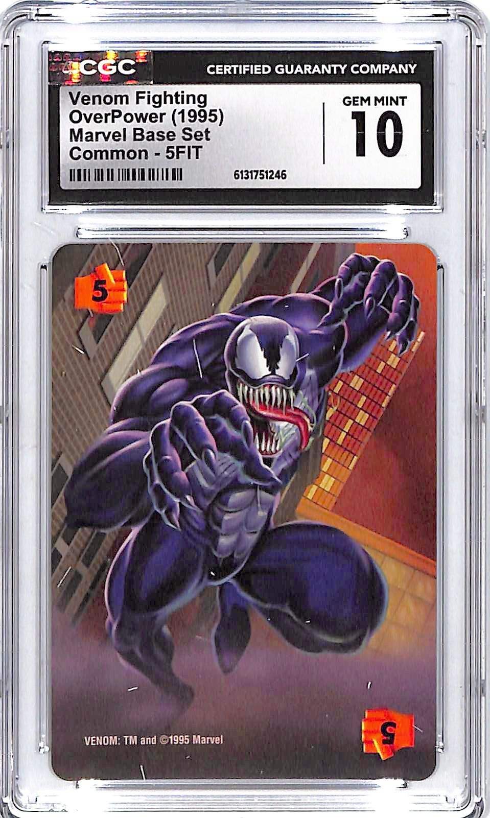 1995 OverPower Marvel Base Set Venom Fighting Common 5FIT CGC 10