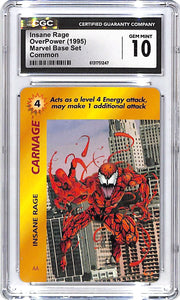 1995 OverPower Marvel Base Set Insane Rage Carnage Common CGC 10