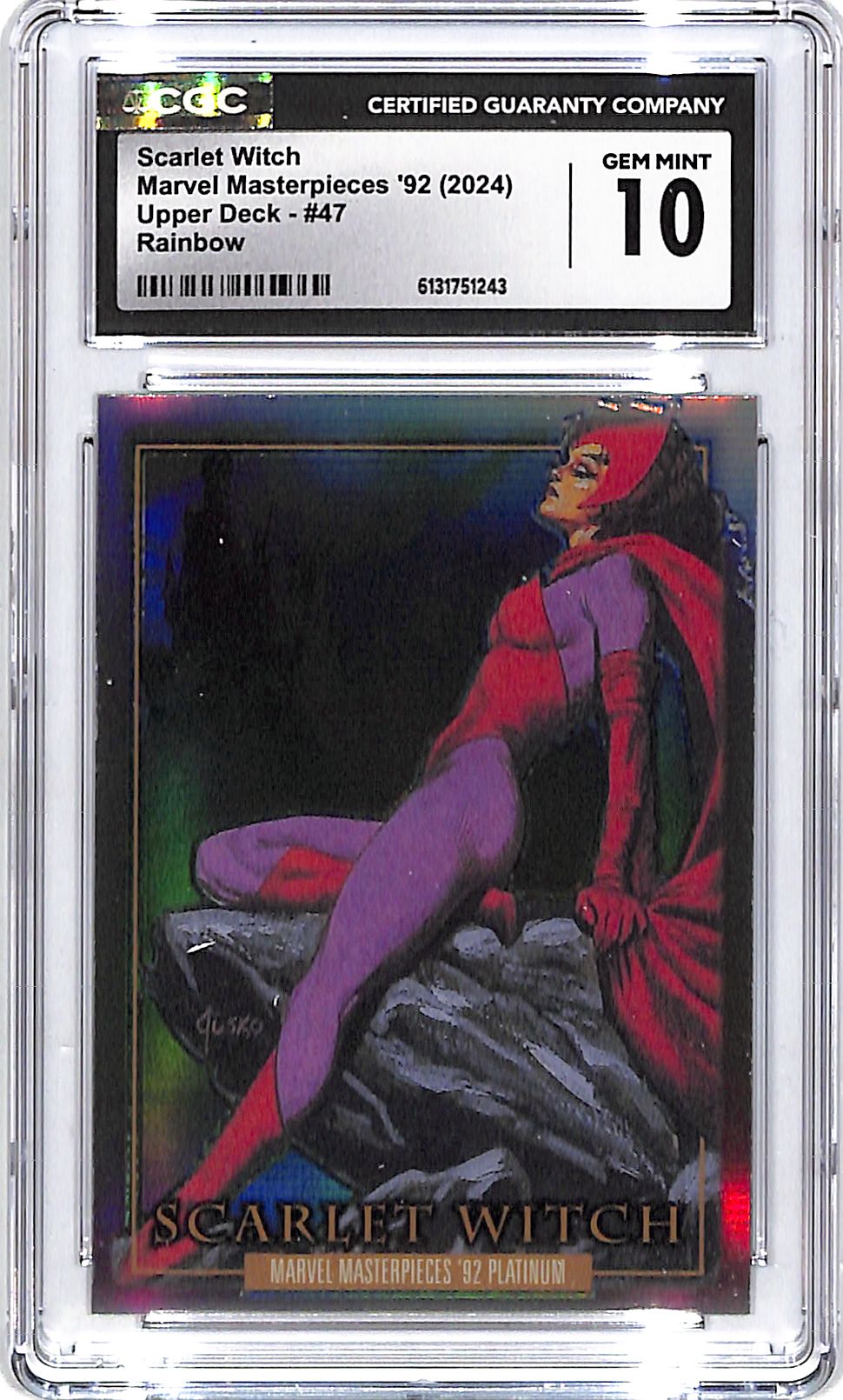 2024 Upper Deck Marvel masterpieces 92 Scarlet Witch Rainbow CGC 10
