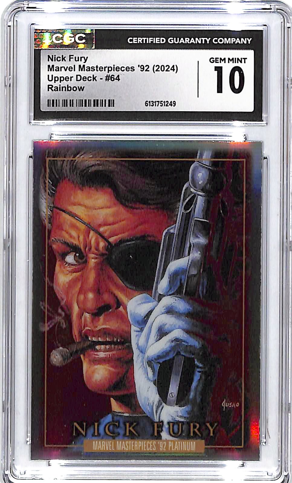 2024 Upper Deck Marvel Masterpieces 92 Nick Fury Rainbow CGC 10