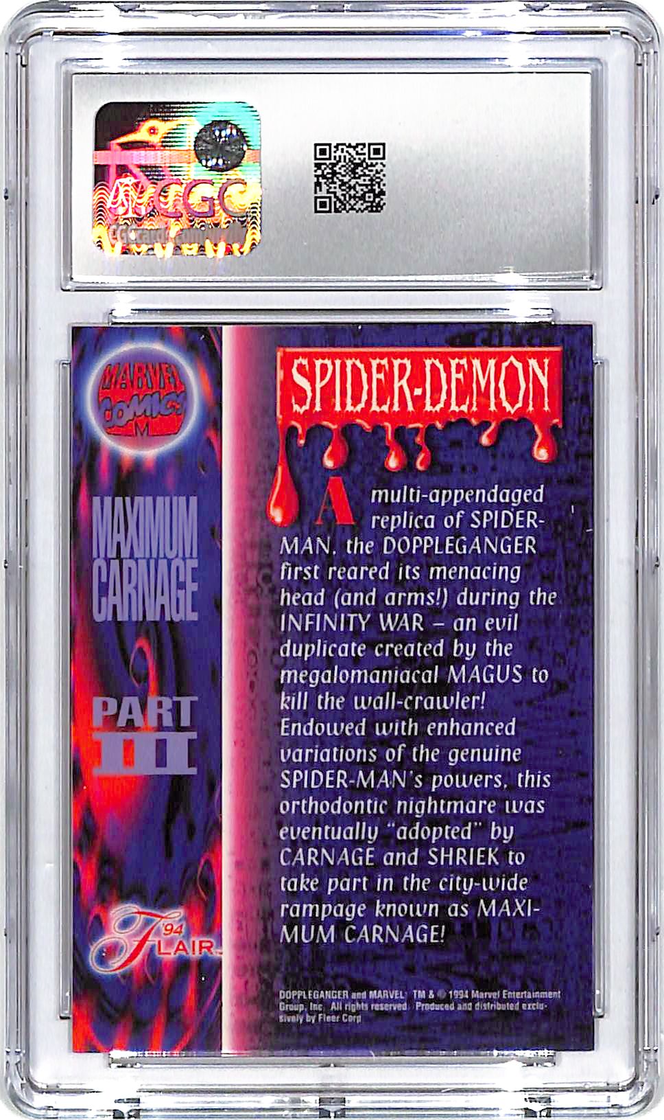 1994 Fleer Flair 94 Marvel Annual Spider-Demon Maximum Carnage CGC 10