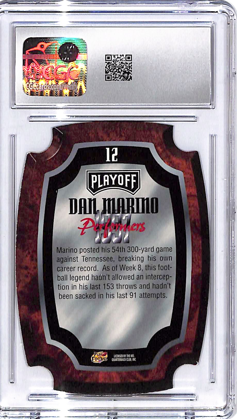 1997 Playoff Contenders Dan Marino Performer Plaques CCG 9.5 Dolphins