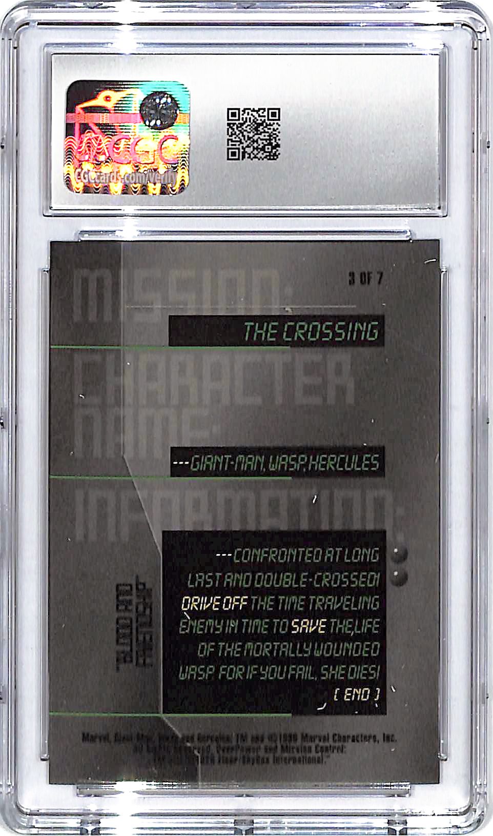 1996 OverPower Mission Control Expansion Blood and Friendship Giant Man Wasp Hercules CGC 10