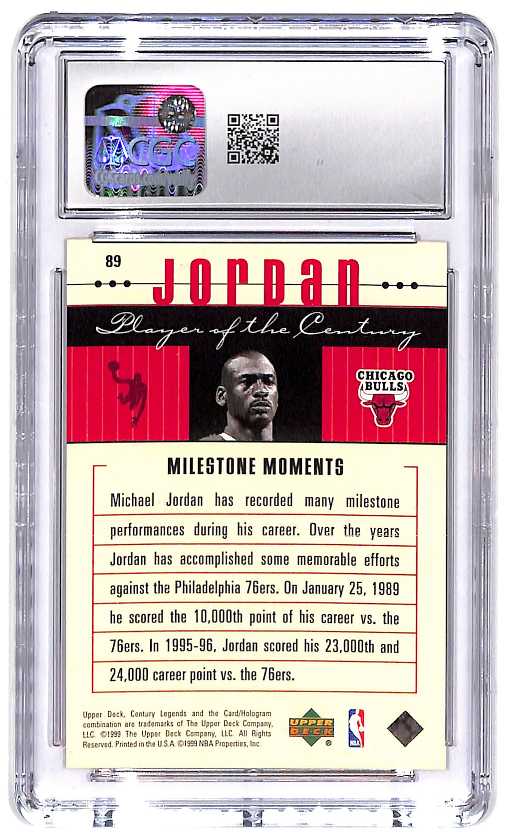 1998-99 Michael Jordan Upper Deck Century Legends #89 CGC Mint 9