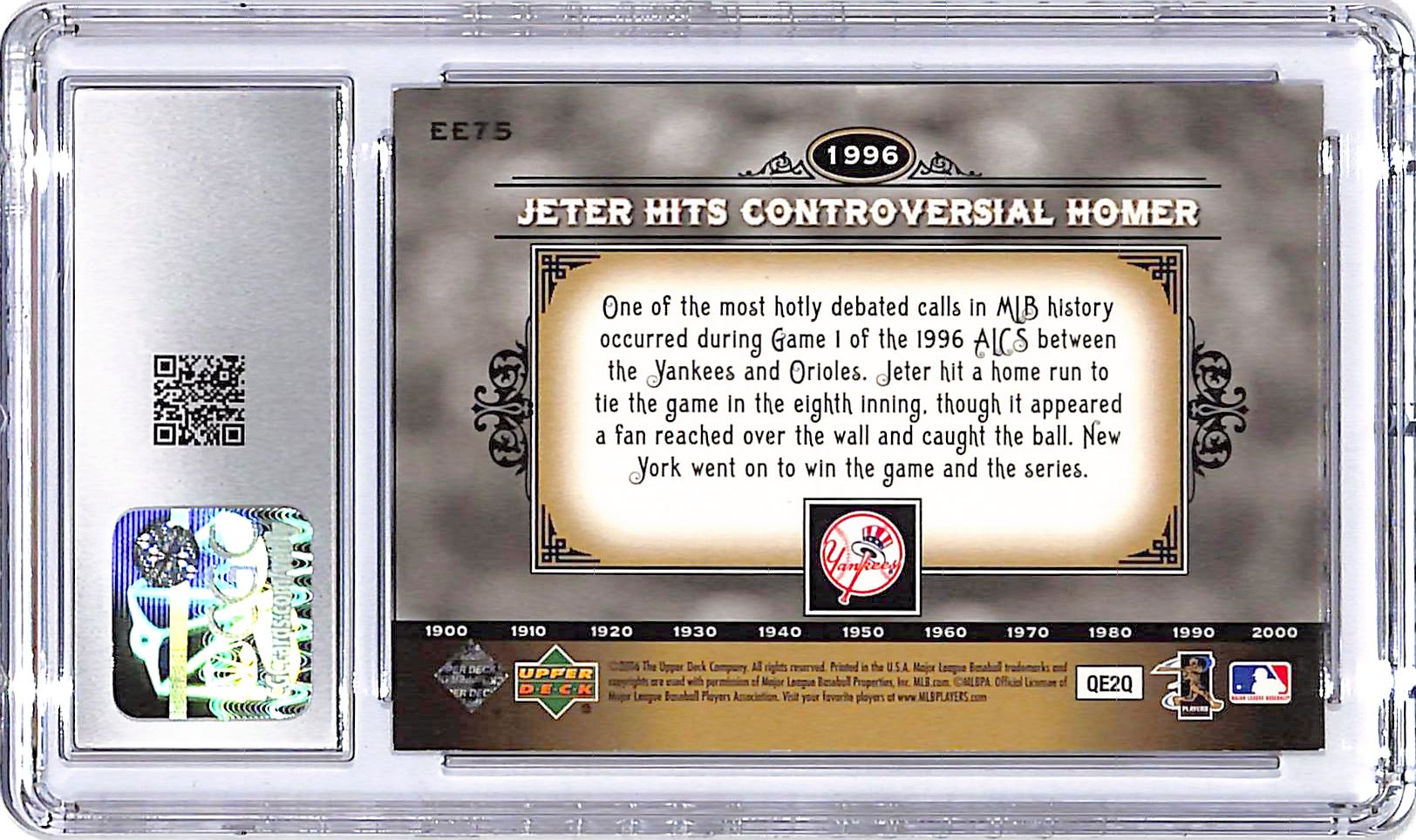 2006 Upper Deck Epic Derek Jeter Events /675 CGC 9 Yankees