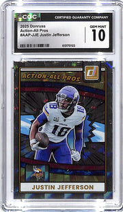2025 Donruss Justin Jefferson Action All Pros CGC 10 Vikings