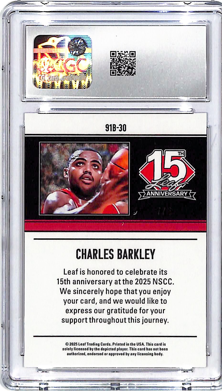 2025 Leaf 15th Anniversary Charles Barkley Pink Sparkle /8 CGC 10