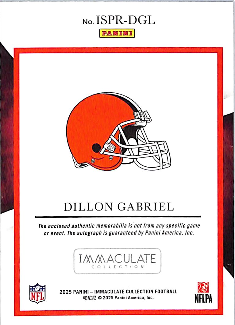 2025 Immaculate Collection Dillon Gabriel Auto Autograph Rookie RC Patch Jersey /99 Browns