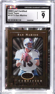 2000 Leaf Certified Dan Marino Gold Team CGC 9 Dolphins