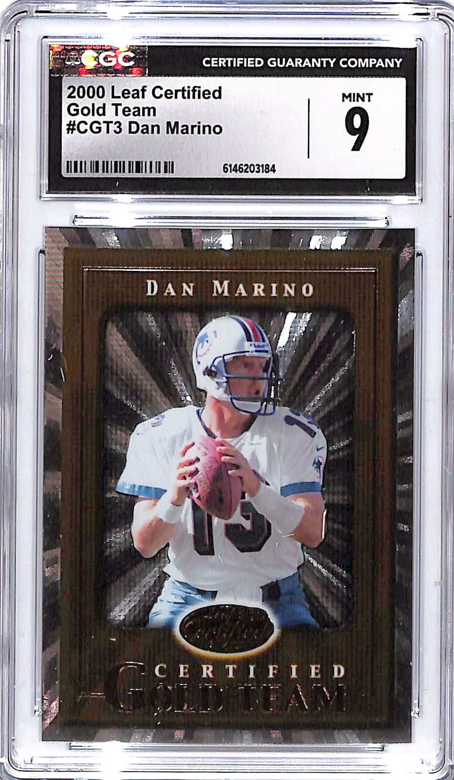 2000 Leaf Certified Dan Marino Gold Team CGC 9 Dolphins