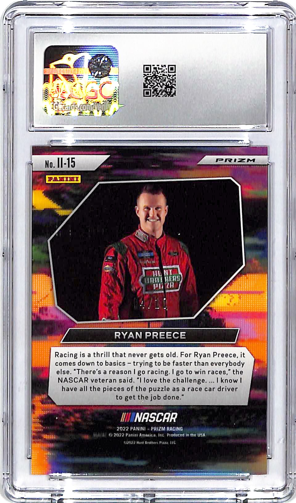 2022 Prizm Nascar Ryan Preece Instant Impact Gold /10 CGC 10