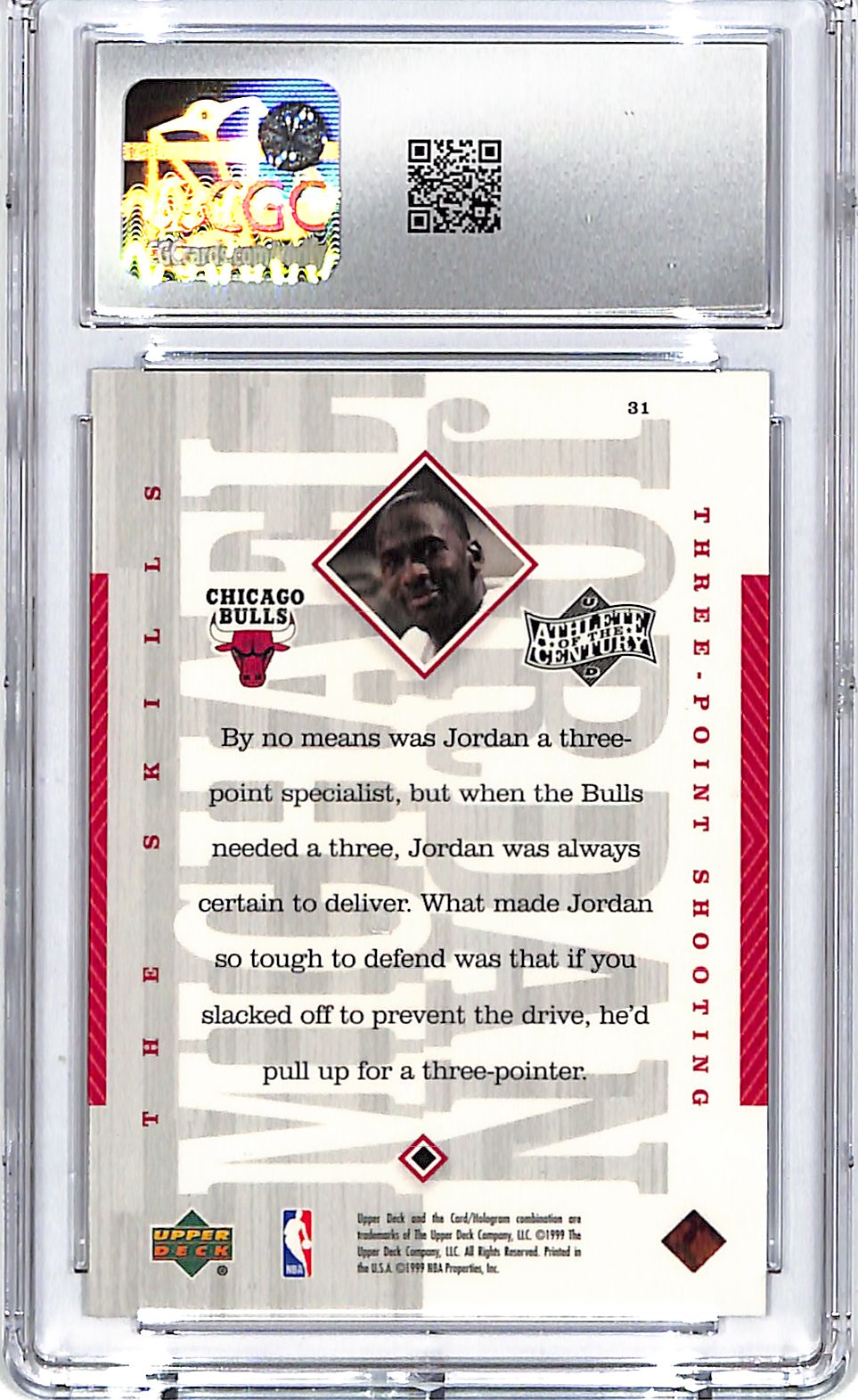 1999 UD MJ Athlete of the Century Michael Jordan #31 CGC 9 Bulls