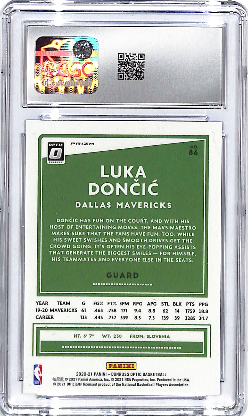 2020-21 Donruss Optic Luka Doncic Blue Velocity #86 CGC 10 Mavericks