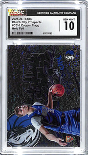 2025-26 Topps Cooper Flagg Clutch City Prospects Holo Foil Rookie RC CGC 10 Mavericks