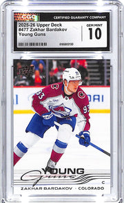 2025-26 Upper Deck Zakhar Bardakov Young Guns Rookie RC #477 CGC 10 Avalanche