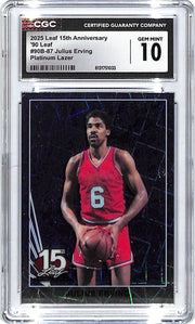 2025 Leaf 15th Anniversary Julius Erving Platinum Lazer /5 CGC 10