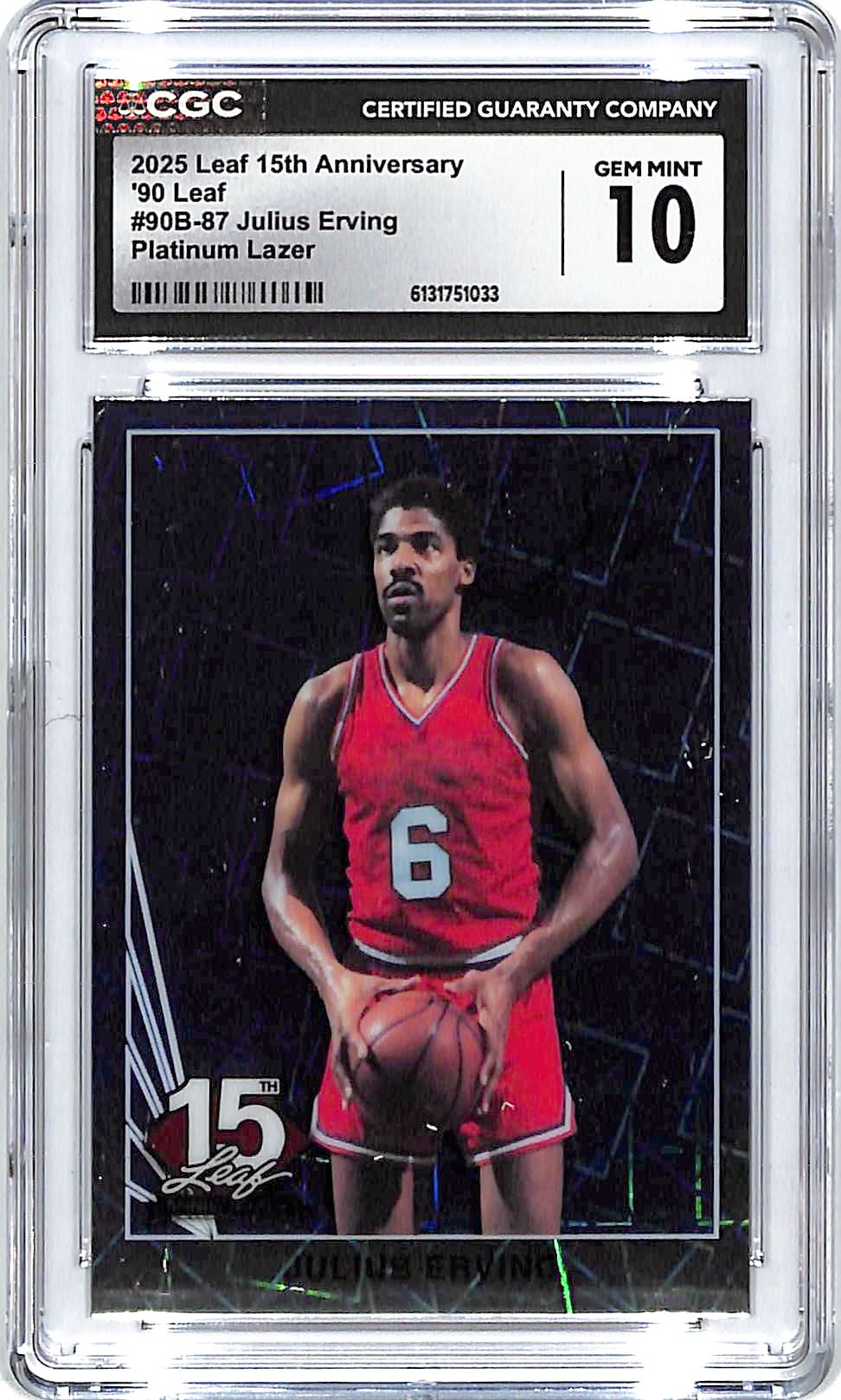 2025 Leaf 15th Anniversary Julius Erving Platinum Lazer /5 CGC 10
