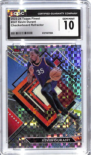 2023-24 Topps Finest Kevin Durant Checkerboard Refractor CGC 10 Suns