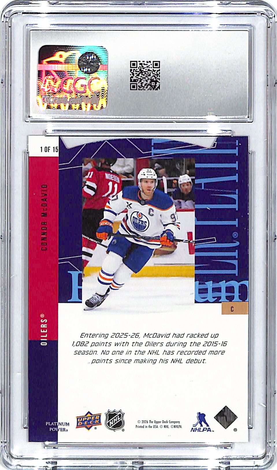 2026 Upper Deck CDD Conference Connor McDavid Platinum Power CGC 10 Oilers