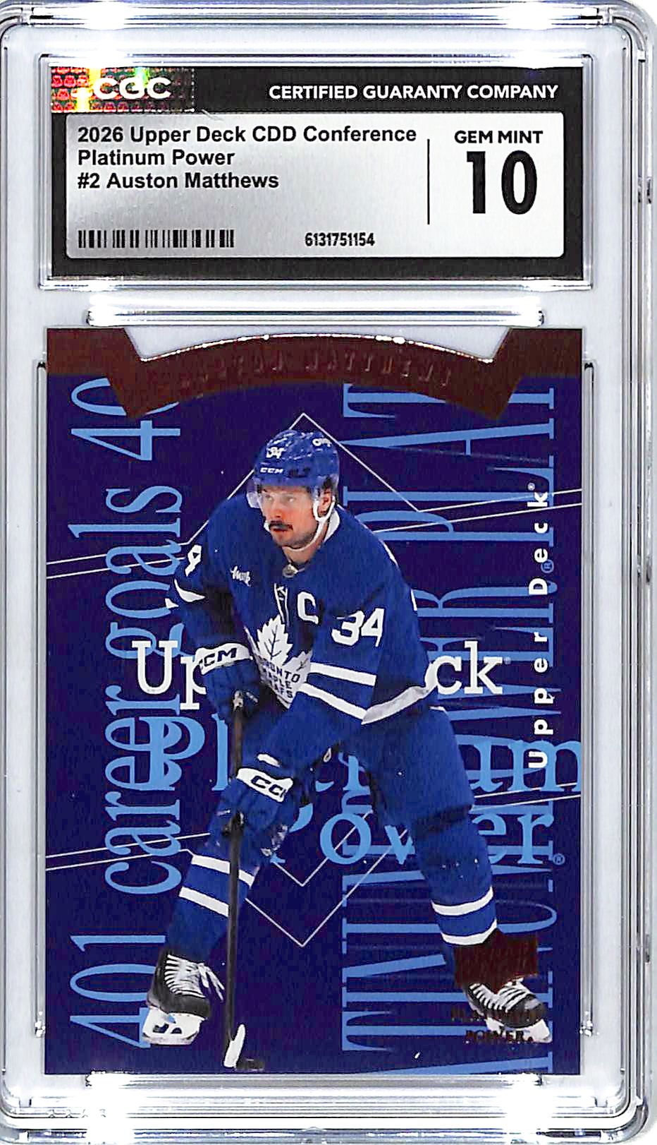2026 Upper Deck CDD Conference Auston Matthews Platinum Power CGC 10 Maple Leafs