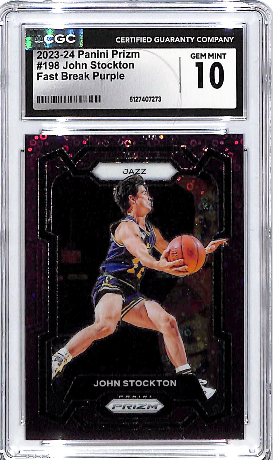 2023-24 Prizm John Stockton Fast Break Purple /75 CGC 10 Jazz