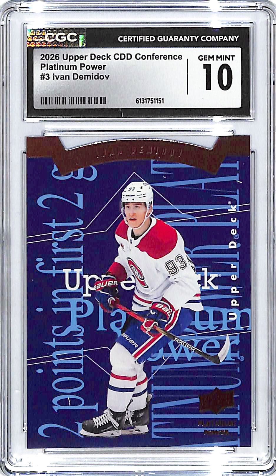2026 Upper Deck CDD Conference Ivan Demidov Rookie RC Platinum Power CGC 10