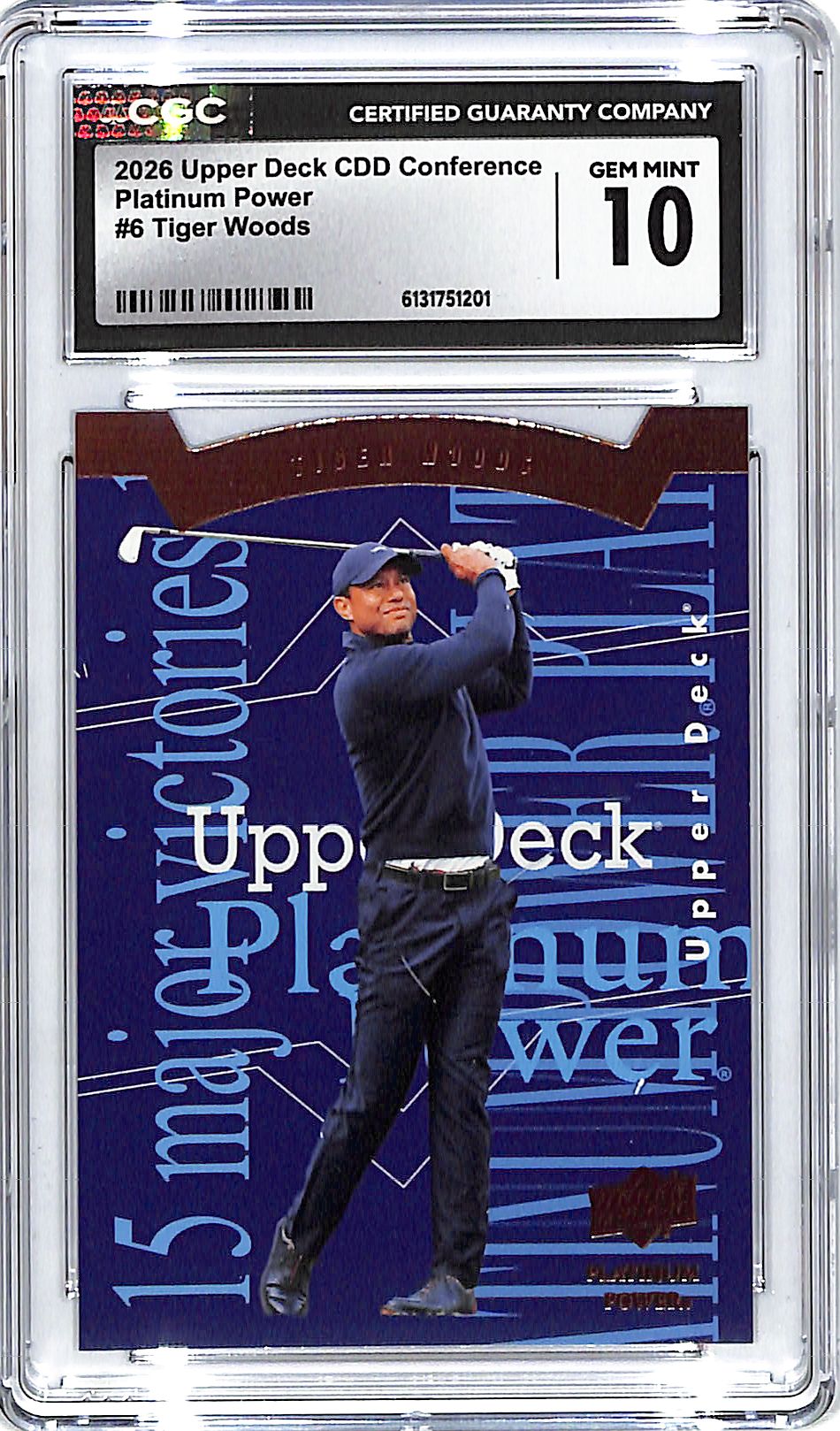 2026 Upper Deck CDD Conference Tiger Woods Platinum Power CGC 10