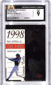 1999 Upper Deck Ovation Ken Griffey Jr Curtain Calls CGC 9 Mariners